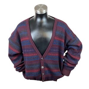 Woodward Merino Wool Fair Isle Cardigan Sweater Retro Gpa 80’s